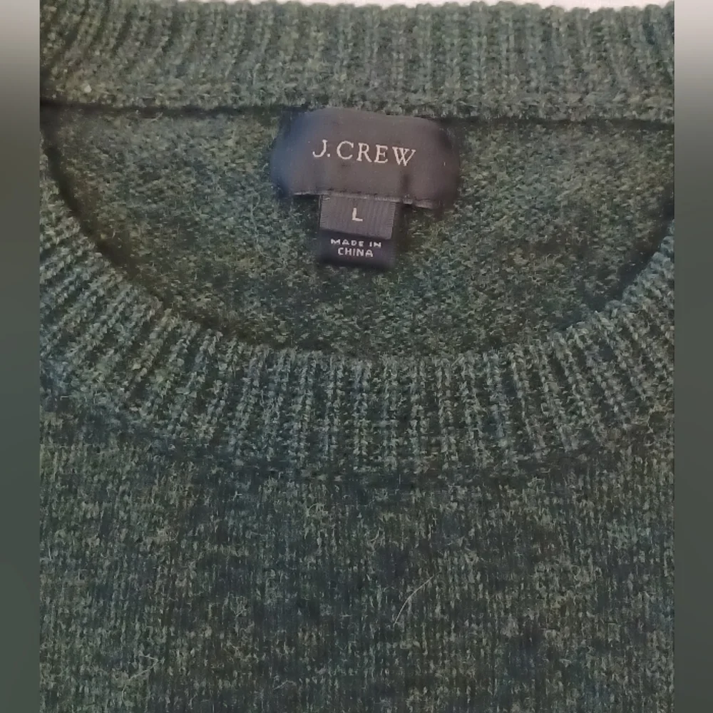 J. Crew Men's Grewneck Sweater- Forest Green- Size L